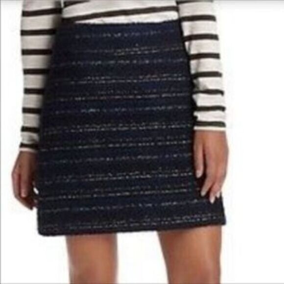 Ann Taylor Loft Size 8 Navy Gold Tweed‎ A-line Skirt - Picture 1 of 6